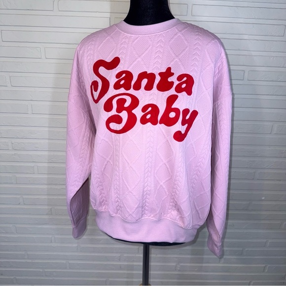 Grayson Threads Pink Santa Baby Oversized Holiday Sweater, Women’s Size XS - Picture 1 of 9